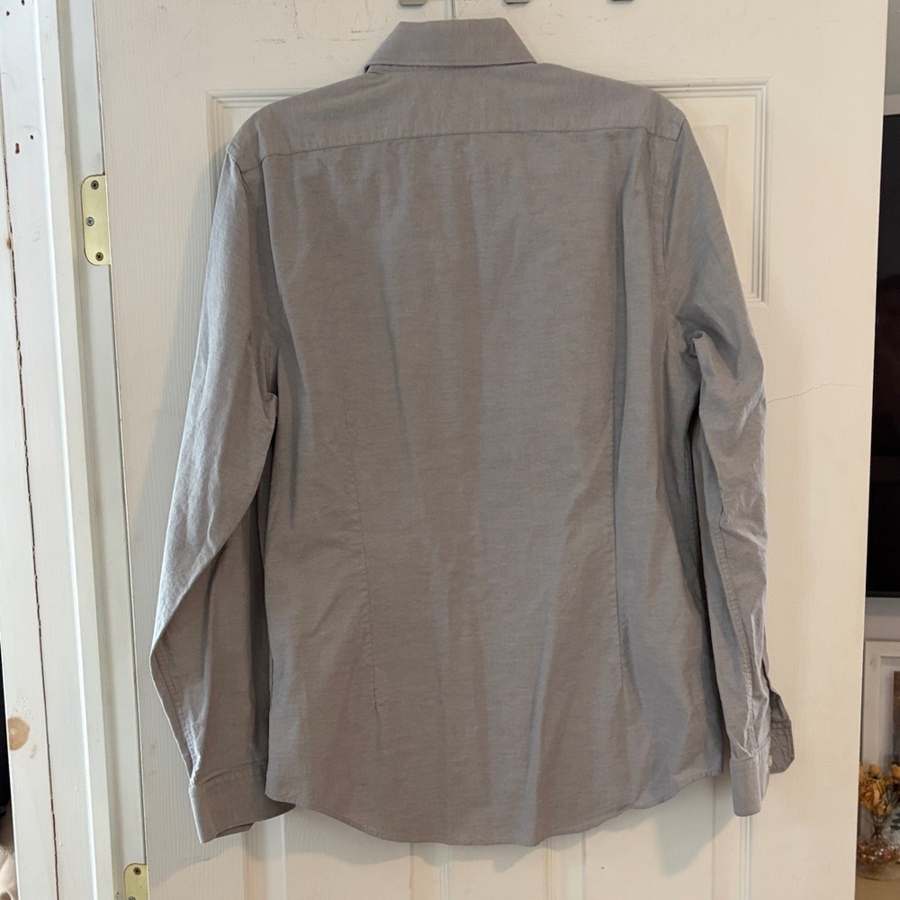 Express 1MX Fitted Men's Gray Button-Up Shirt - Picture 2 of 3